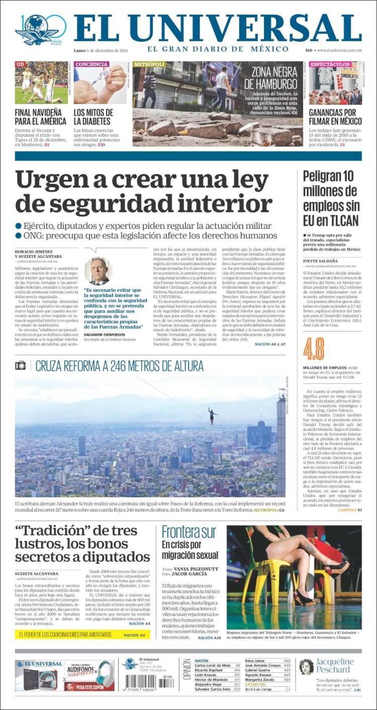 $!Titulares Prensa Nacional 05/12/2016