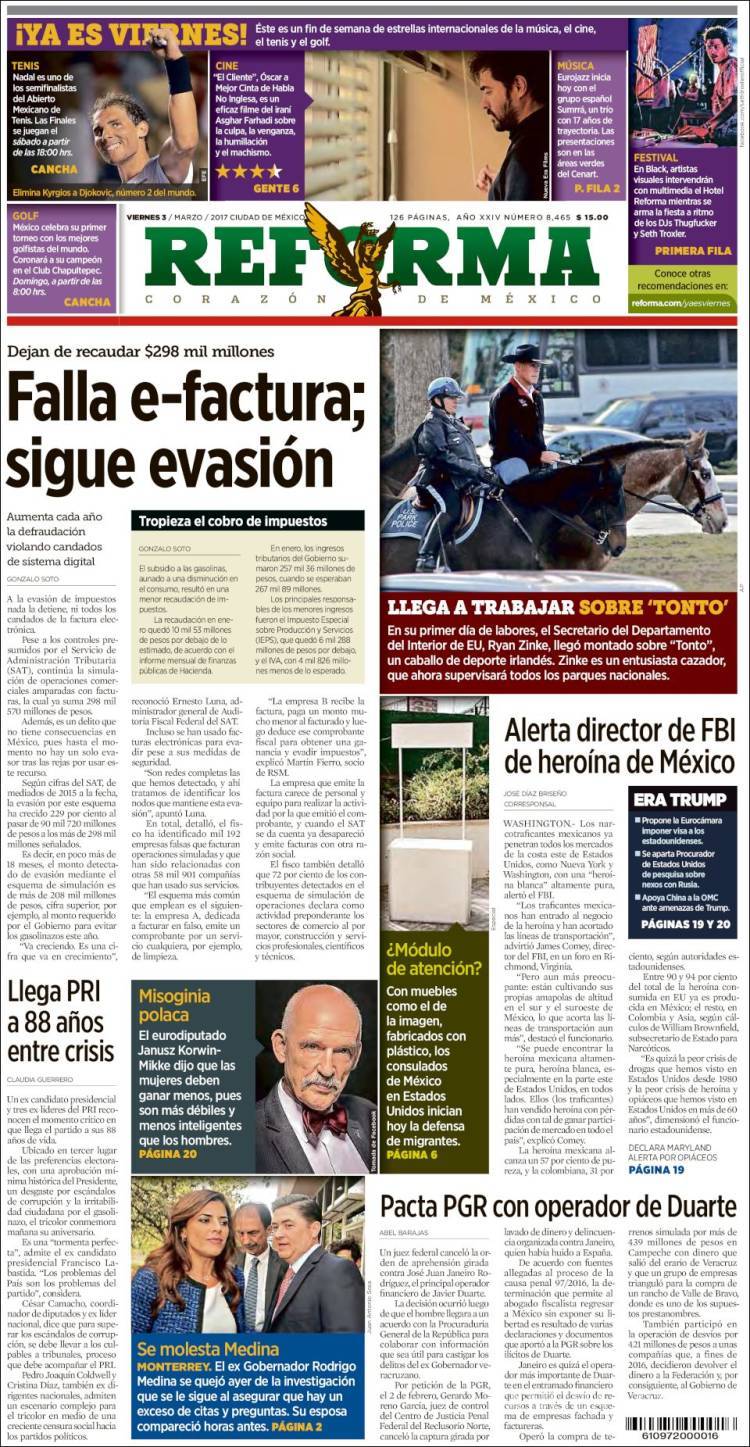 $!Titulares Prensa Nacional 03/03/2017