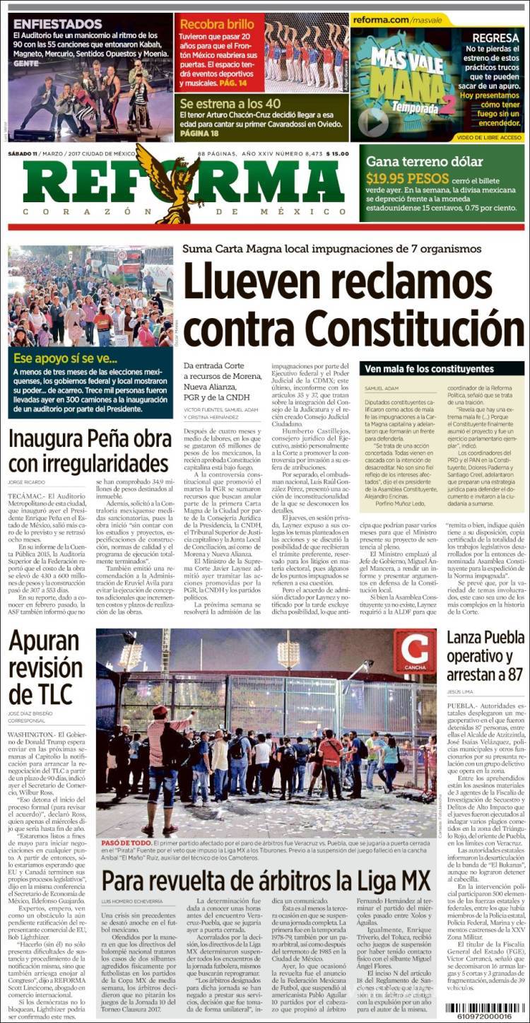 $!Titulares Prensa Nacional 11/03/2017