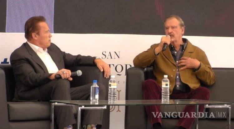 $!Se encuentran Vicente Fox y Arnold Schwarzenegger en foro empresarial