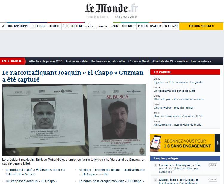 $!Medios internacionales destacan recaptura de El Chapo