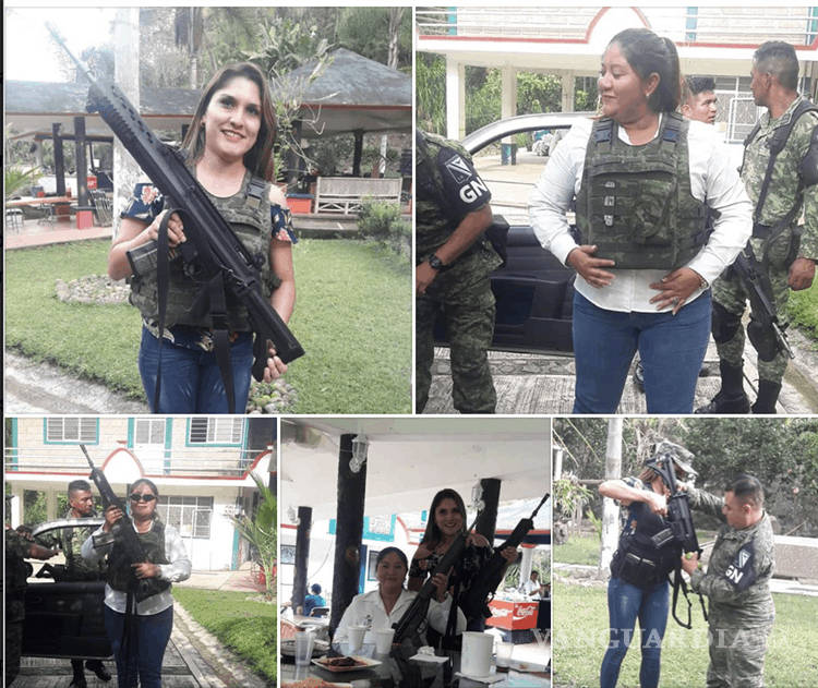 $!Con armas y equipo táctico de la Guardia Nacional, posa funcionaria de Veracruz( foto)