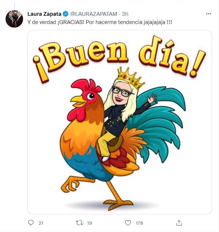 $!Esta es la imagen que posteó Laura Zapata en Twitter.