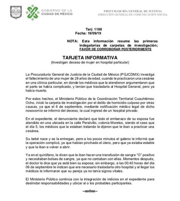 $!Muere una mujer por cesárea mal practicada, el hospital simuló que seguía viva