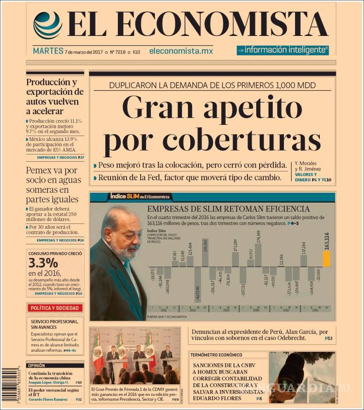 $!Titulares Prensa Nacional 07/03/2017