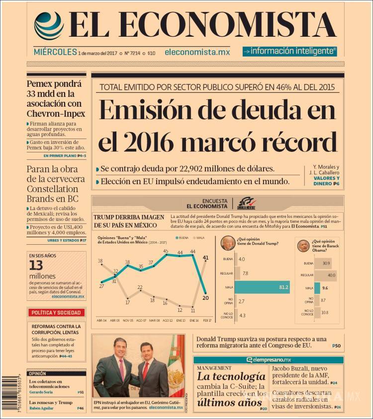 $!Titulares Prensa Nacional 01/03/2017