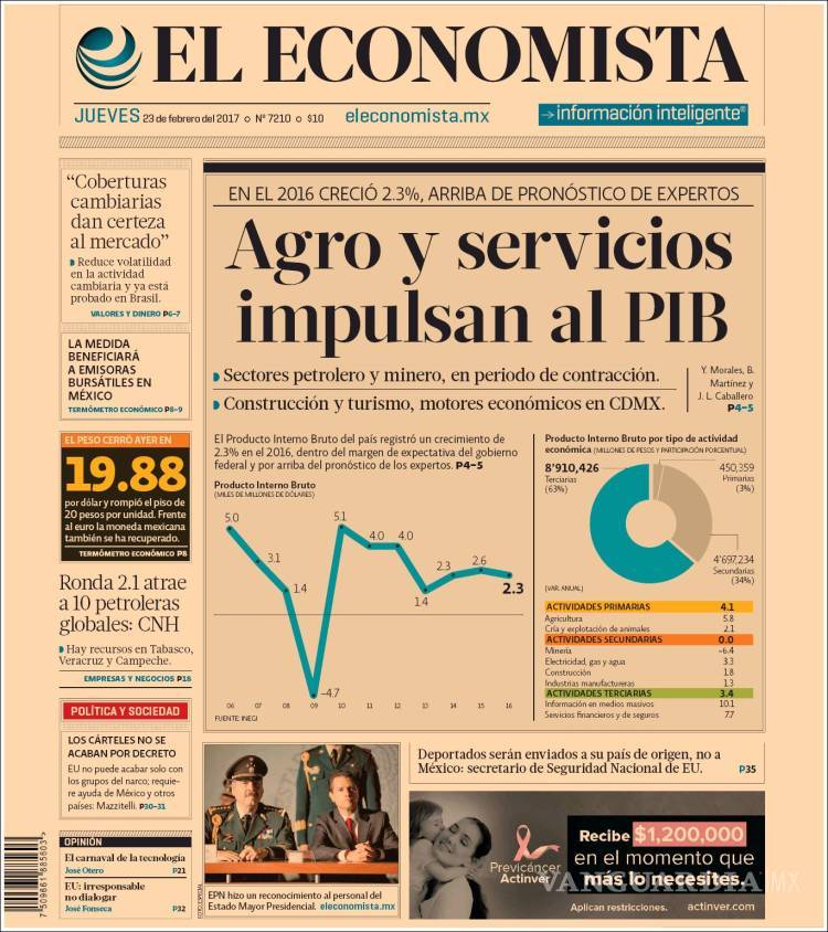 $!Titulares Prensa Nacional 23/02/2017