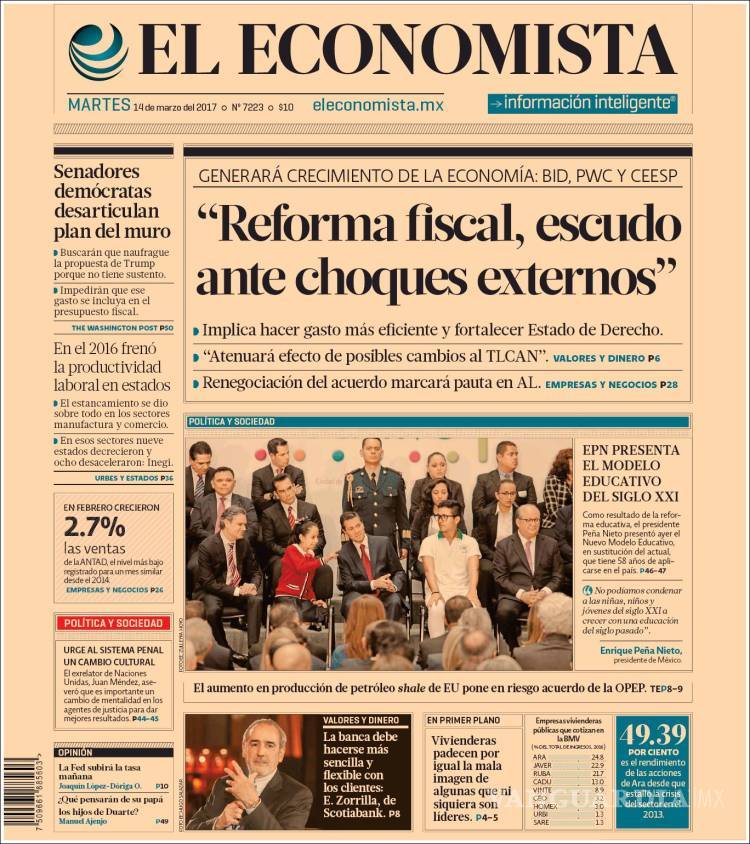 $!Titulares Prensa Nacional 14/03/2017