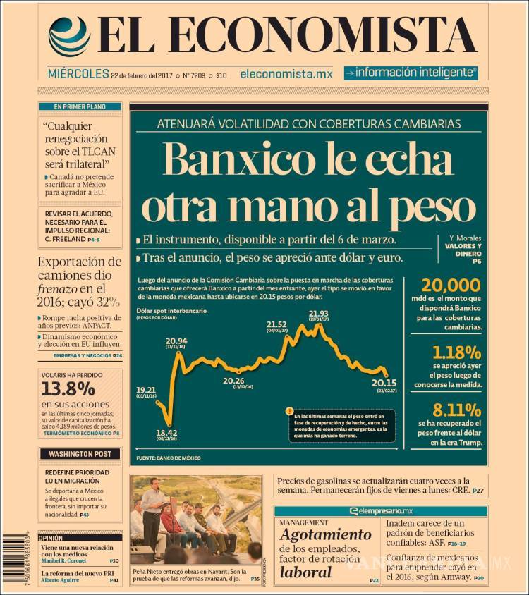 $!Titulares Prensa Nacional 22/02/2017