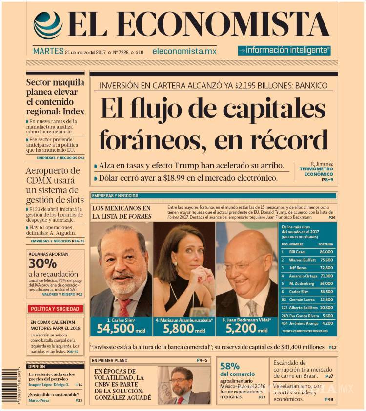 $!Titulares Prensa Nacional 21/03/2017