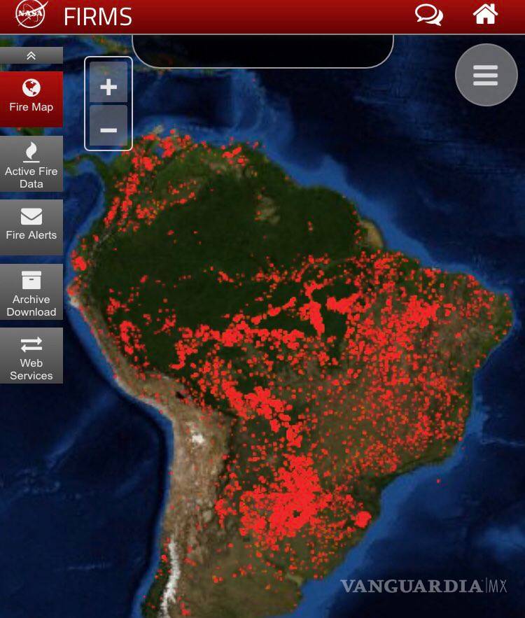 $!Humo de incendio en Amazonas se ve desde el espacio #PrayforAmazonia