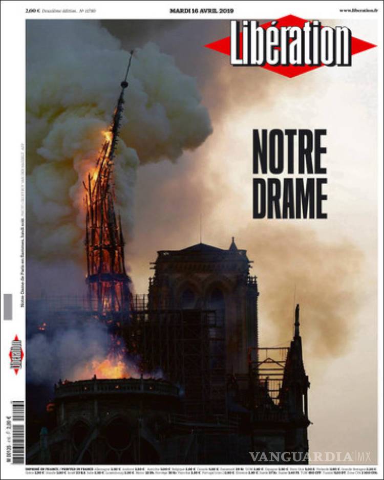 $!El desastre de Notre Dame en 13 portadas de diarios del mundo