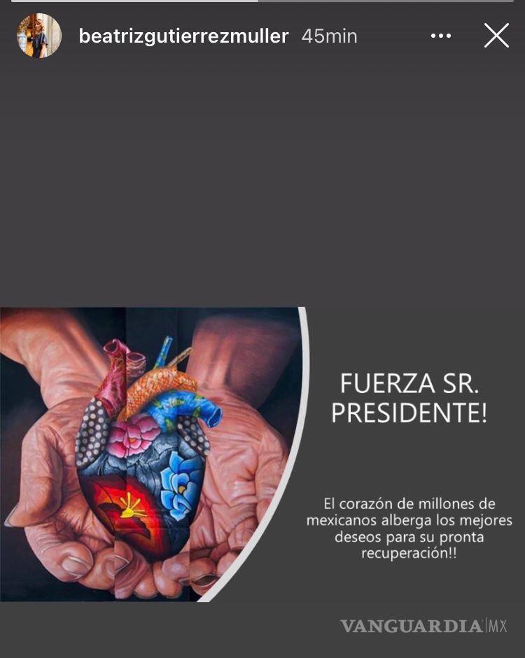$!'Fuerza Sr. Presidente'... el mensaje de aliento de Beatriz Gutiérrez para AMLO
