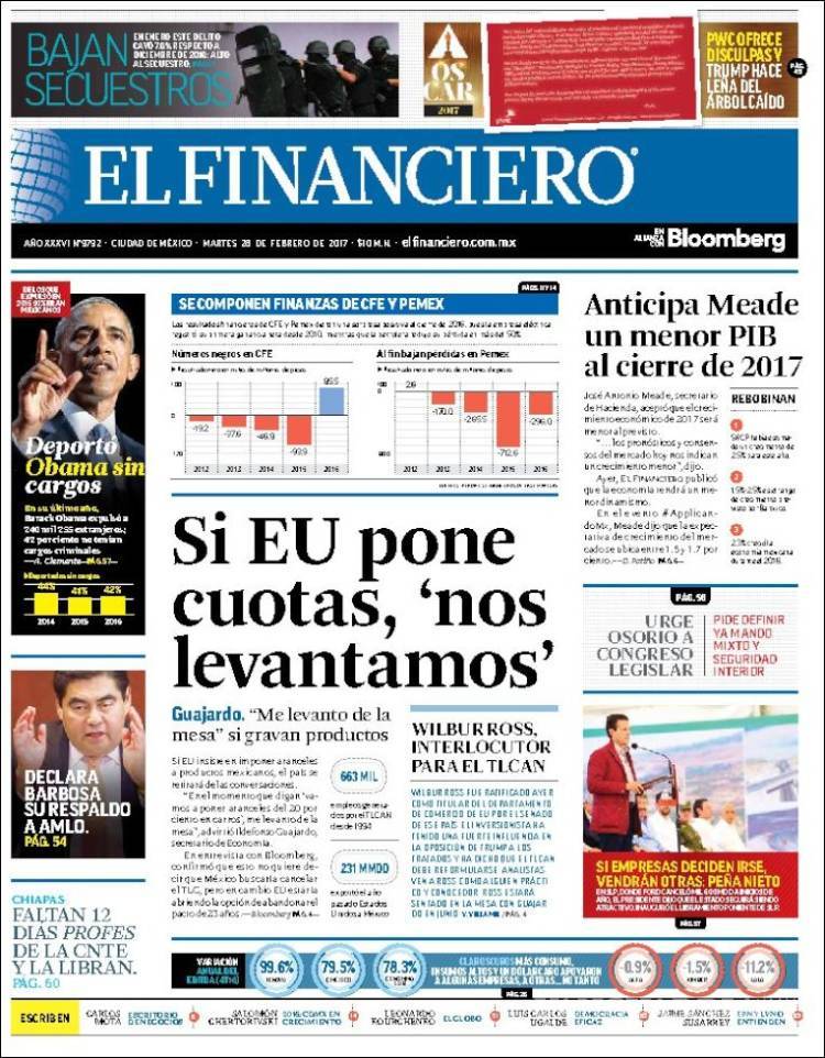 $!Titulares Prensa Nacional 28/02/2017