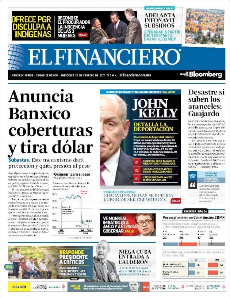 $!Titulares Prensa Nacional 22/02/2017