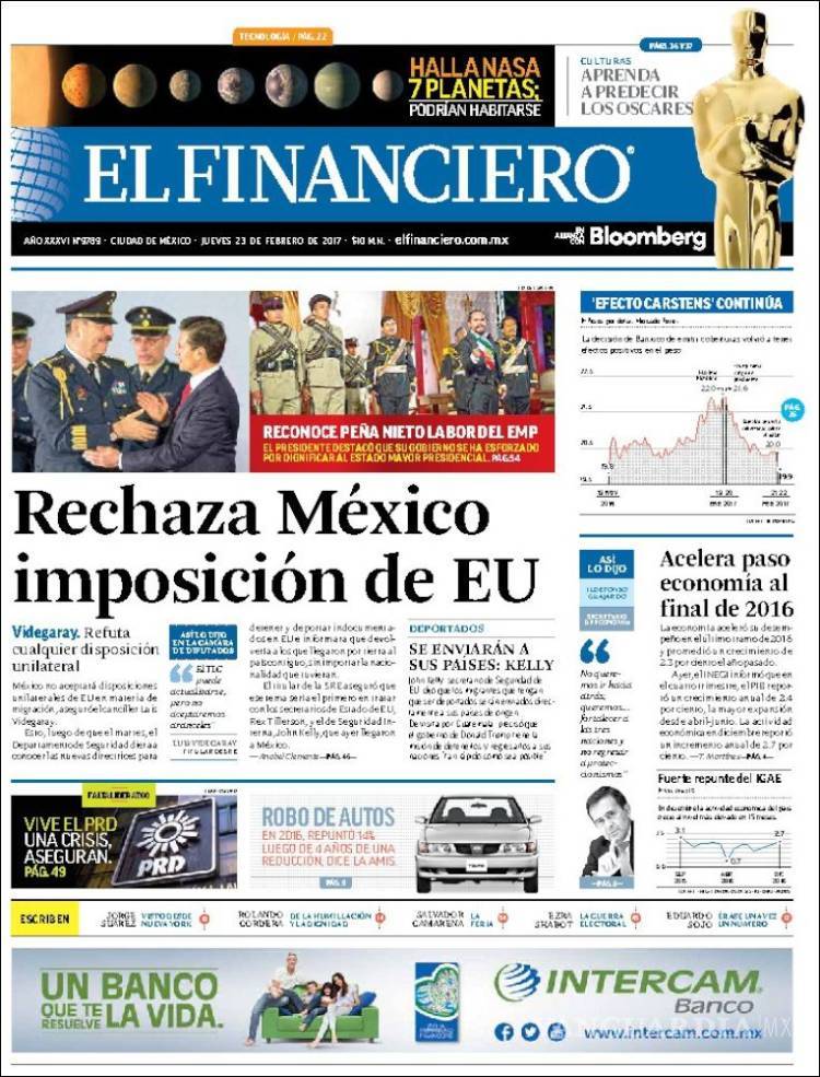 $!Titulares Prensa Nacional 23/02/2017
