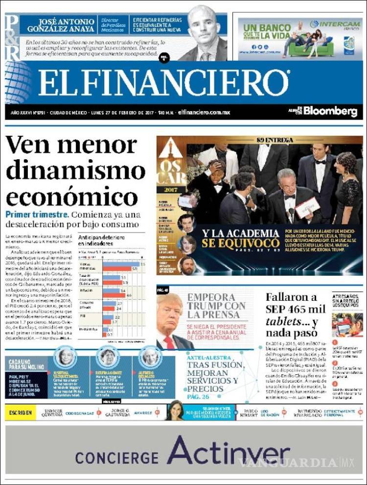 $!Titulares Prensa Nacional 27/02/2017