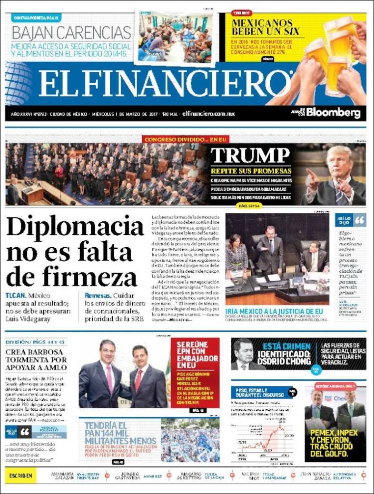 $!Titulares Prensa Nacional 01/03/2017