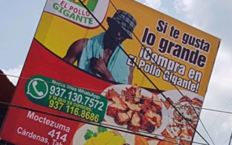 Aparece 'El negro de WhatsApp' en anuncio espectacular en Tabasco
