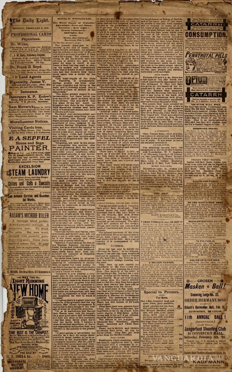 $!Parte del periódico San Antonio Daily Light del 6 de febrero de 1893, en la página siete se plasma una interesante crónica sobre nuestra ciudad.