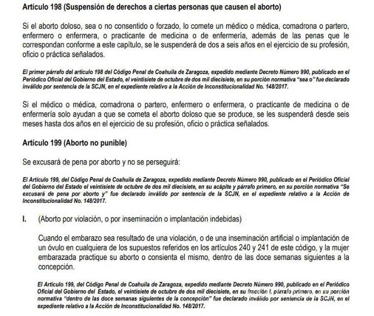 Oficial: el aborto quedó despenalizado en Coahuila; modifican Código Penal