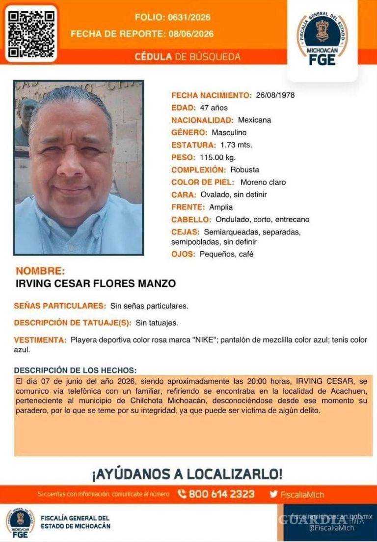 $!Desaparece médico del Hospital Civil de Morelia; bloqueos exigen localizar a Irving César Flores Manzo