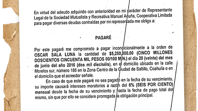 $!Impreso en papel membretado de la propia Sociedad, el pagaré que sirvió para demoler su edificio es ahora el centro de una denuncia penal que busca revertir los hechos.