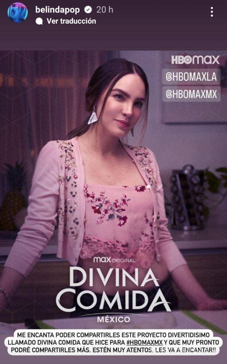 $!Belinda invitó a sus seguidores a verla en “La Divina Comida”. (FOTO: INSTAGRAM @belipop)