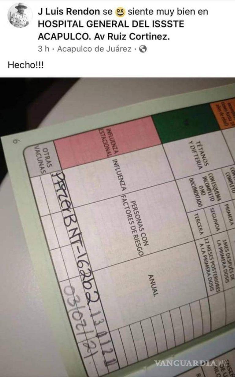 $!Directivos del ISSSTE en Acapulco fueron vacunados, pese a que no están en "primera línea"