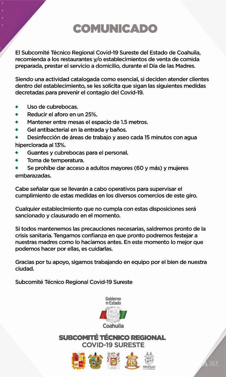 $!Exhortan a tiendas de conveniencia a reforzar medidas por Día de las Madres en el sureste de Coahuila