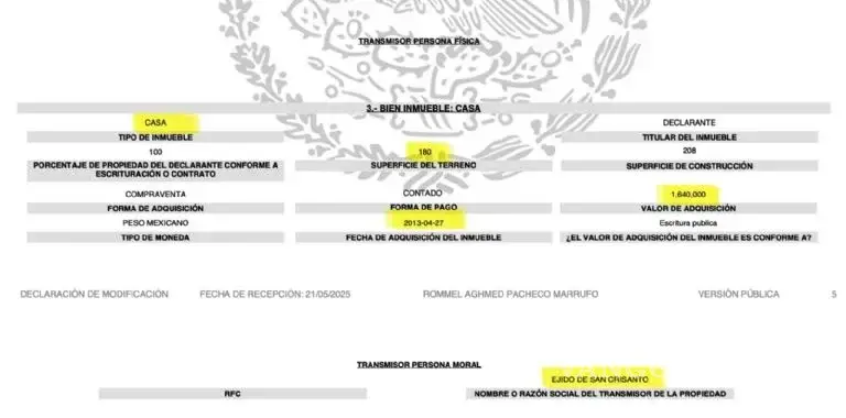 $!Rommel Pacheco manipuló su declaración patrimonial para ocultar una propiedad en Mérida