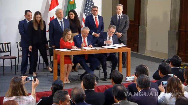 $!Canadá, México y EU firman en Palacio Nacional protocolo modificatorio al T-MEC