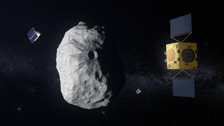 $!Hera en órbita de asteroide impactado por DART (Recreación informática ESA). EFE/ESA