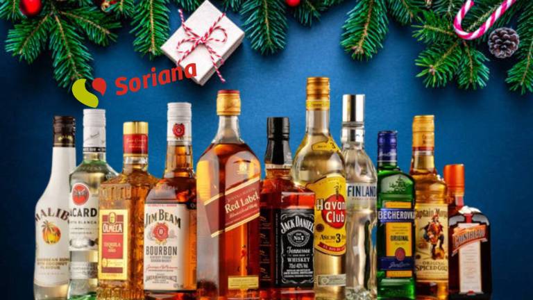 La oferta incluye tequilas, whiskies, mezcales, rones, vodkas, ginebras y brandies de marcas destacadas, aunque algunas marcas están excluidas.