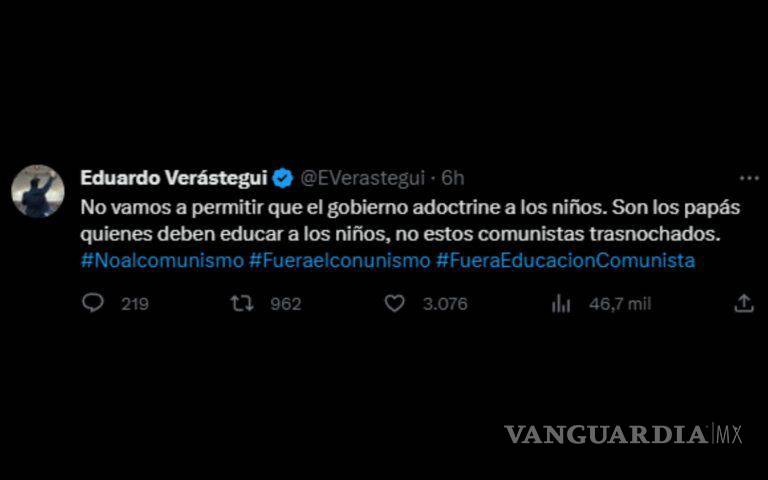 $!‘Papás deben educar a niños, no comunistas trasnochados’; Eduardo Verástegui también critica libros de la SEP