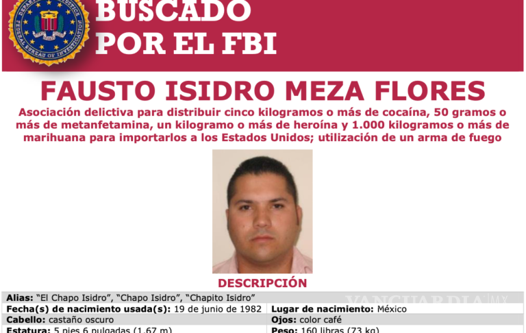 $!‘El Chapo Isidro’, único mexicano en la lista de los 10 fugitivos más buscados del FBI