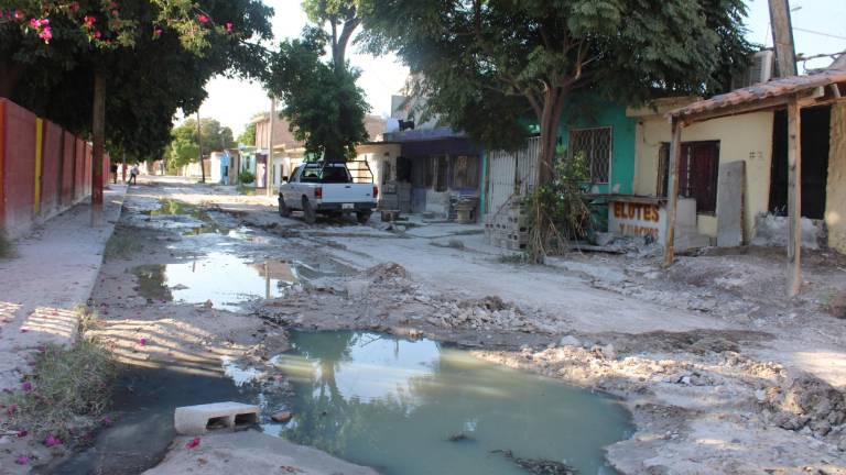 $!Los estragos que causan las lluvias afectan a decenas de habitantes de la ciudad, quienes tienen que resistir al destrozo del pavimento y anegaciones que representan un foco de infección.