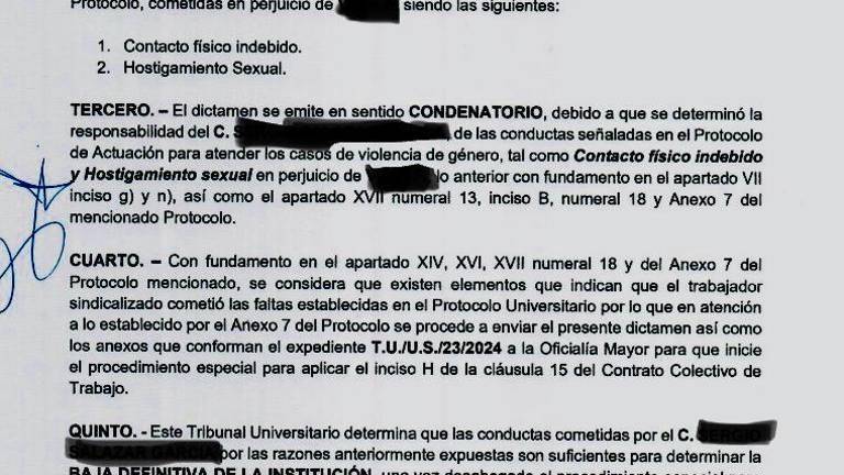 $!El dictamen del Tribunal Universitario fue condenatorio en contra del profesor de física y se determinó su baja definitiva.