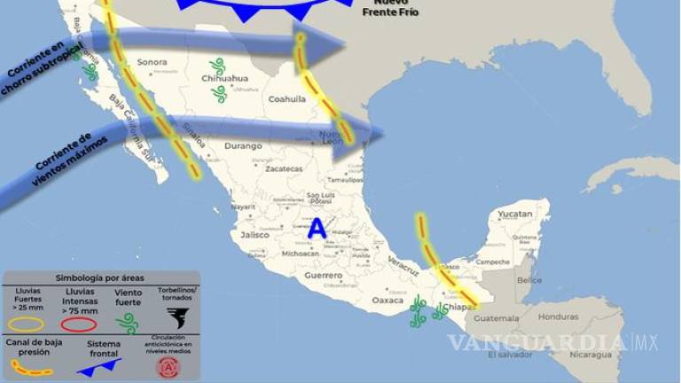 Se aproxima el frente frío numero 12 a territorio mexicano con lluvias y tolvaneras para estos estados