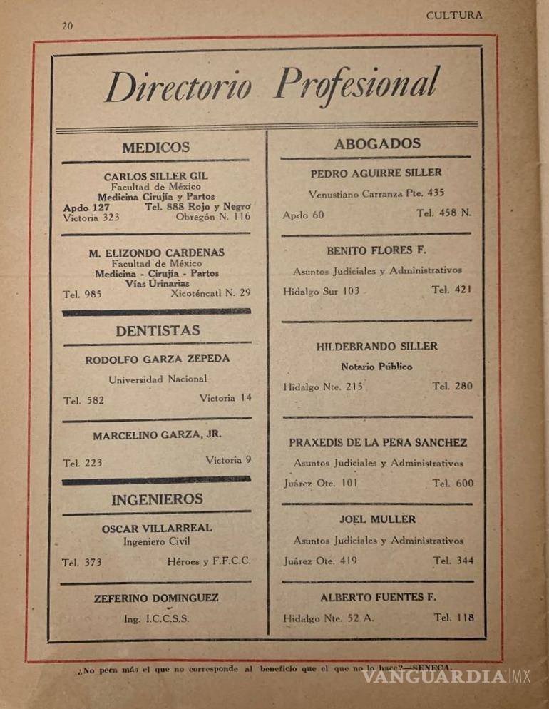 $!Los anuncios de textiles, farmacias y ferreterías revelan la vida económica de la ciudad en los años treinta.