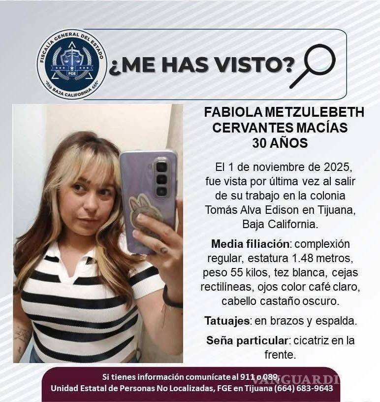 $!Localizan sin vida a Fabiola Metzulebeth Cervantes en un predio de Tijuana tras casi un mes de búsqueda
