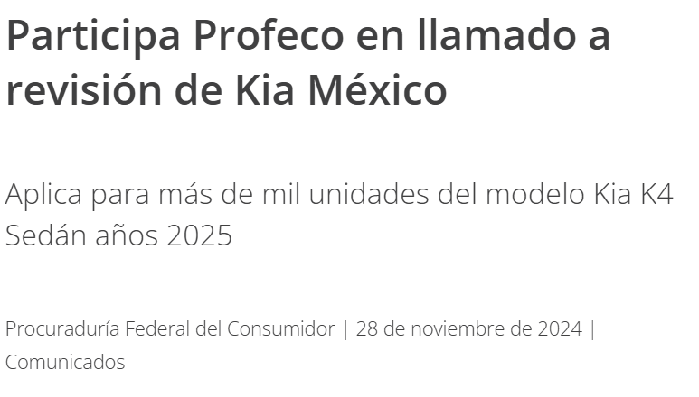 $!Profeco y Kia México alertan sobre fallas en más de 6 mil autos; advierten riesgo de cortocircuitos y fugas