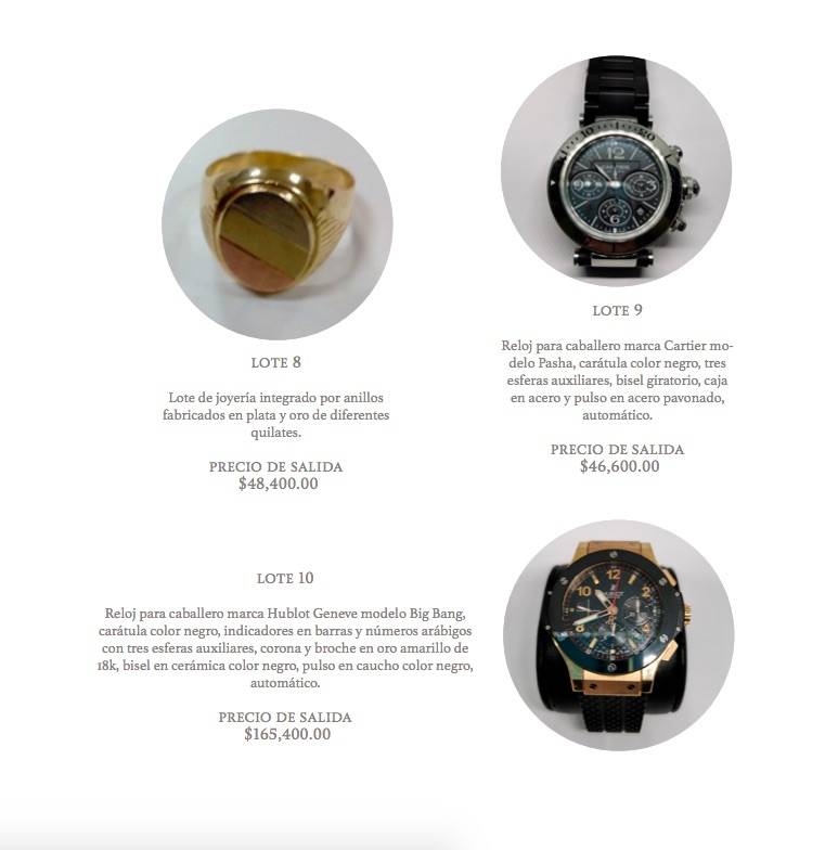 $!Las joyas del Narco que subastarán en Los Pinos: pulseras de 2 millones, relojes de 1 millón y más