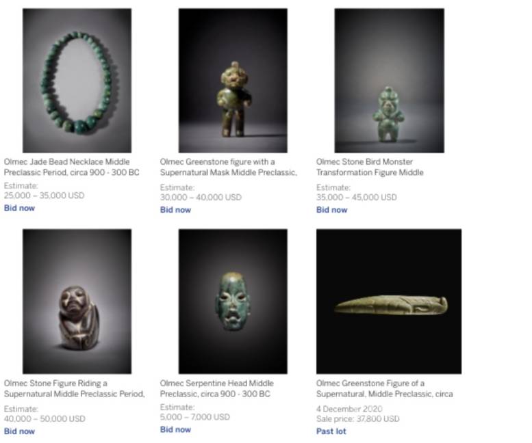 $!INAH denuncia una subasta en Sotheby’s de piezas arqueológicas de México en EU