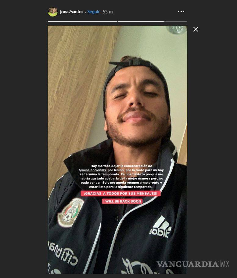 $!Jonathan dos Santos es baja del Tri por lesión