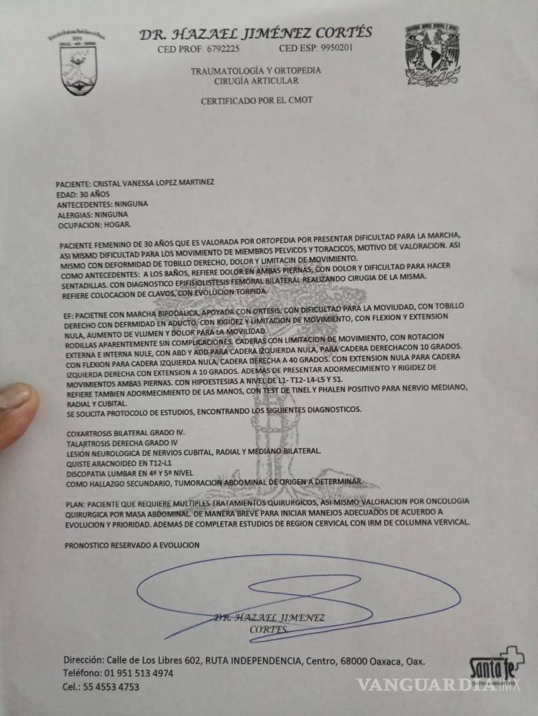 $!Josephine del Valle compartió en redes sociales imágenes de las recetas y diagnósticos médicos de su hija.