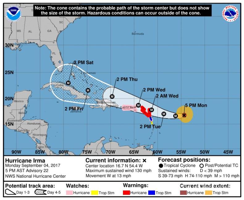 $!Huracán Irma alcanza categoría 4; continúa ganando fuerza