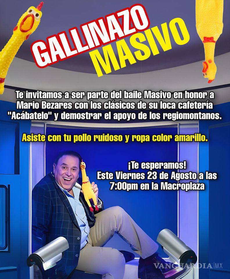 $!Con un pollo gritón y ropa amarilla... Organizan baile masivo en la Macropalza de Monterrey para apoyar a Mario Bezares
