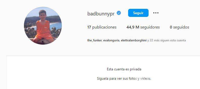 $!¿Se ofendió o castigará a sus fans? Bad Bunny pone ‘privada’ su cuenta de Instagram y deja mensaje en Twitter
