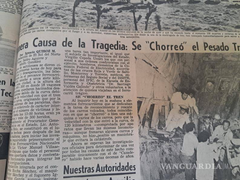 $!Las páginas de la época muestran los primeros registros de víctimas y la movilización de cuerpos de emergencia y ciudadanos para auxiliar a pasajeros del tren peregrino.